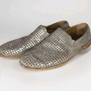 Trask ALI Perforated Platinum Taupe Metallic Suede Flats Loafers Shoes  Size 11
